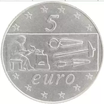 Монета 5 евро Италии 2003 года Серебро Труд в Европе