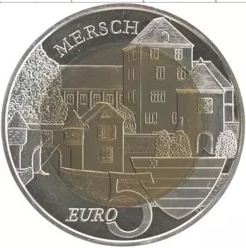 Монета 5 евро Люксембурга 2011 года Биметалл Замки Люксембурга - Замок Мерш