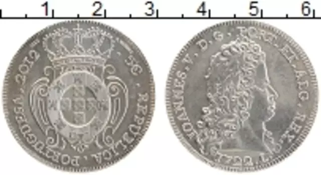 Монета 5 евро Португалии 2012 года Медно-никель Песа 1722 года короля Жуана V