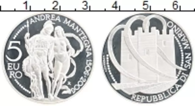 Монета 5 евро Сан-Марино 2006 года Серебро 500 лет со смерти Андреа Мантенья