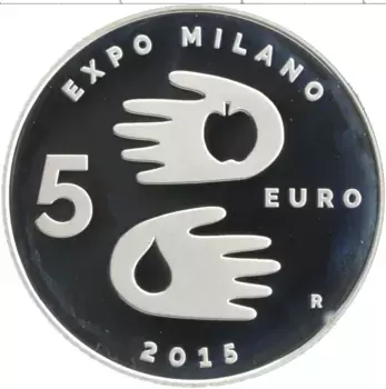 Монета 5 евро Сан-Марино 2015 года Серебро Выставка ЭКСПО в Милане