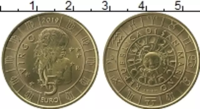Монета 5 евро Сан-Марино 2019 года Латунь Знаки зодиака