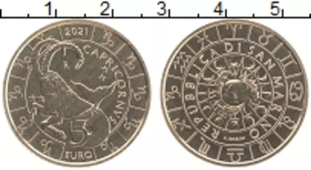 Монета 5 евро Сан-Марино 2021 года Латунь Знаки Зодиака