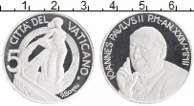 Монета 5 евро Ватикана 2002 года Серебро Иоанн Павел II