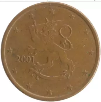 Монета 5 евроцентов Финляндии 2001 года Бронза