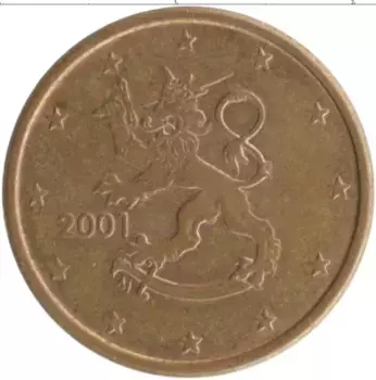 Монета 5 евроцентов Финляндии 2001 года Бронза
