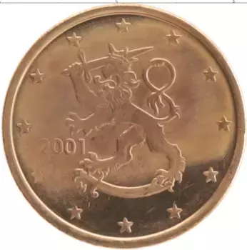 Монета 5 евроцентов Финляндии 2001 года Бронза