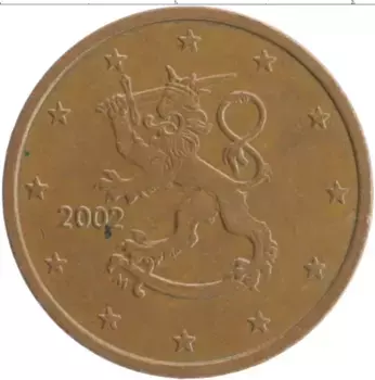 Монета 5 евроцентов Финляндии 2002 года Бронза