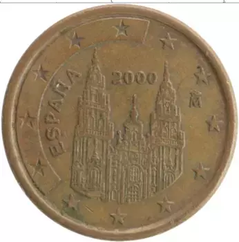 Монета 5 евроцентов Испании 2000 года Бронза Кафедральный собор Святого Иакова