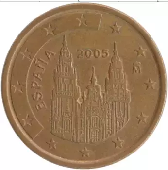 Монета 5 евроцентов Испании 2005 года Бронза Кафедральный собор Святого Иакова