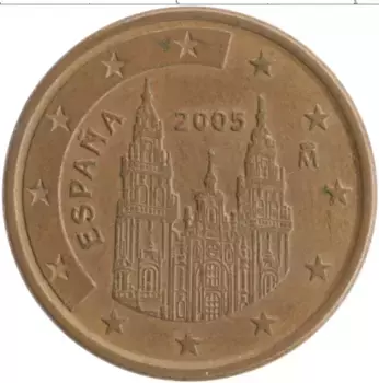 Монета 5 евроцентов Испании 2005 года Бронза Кафедральный собор Святого Иакова