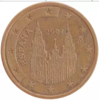 Монета 5 евроцентов Испании 2007 года Бронза