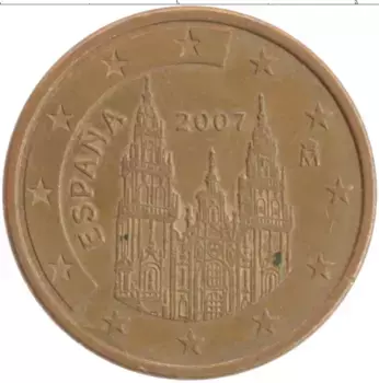 Монета 5 евроцентов Испании 2007 года Медь