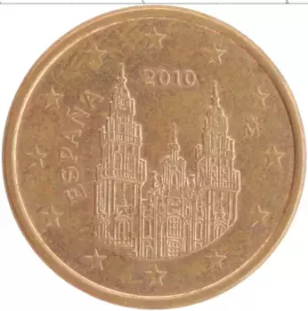 Монета 5 евроцентов Испании 2010 года Медь