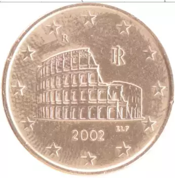 Монета 5 евроцентов Италии 2002 года Медь