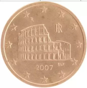 Монета 5 евроцентов Италии 2007 года Бронза