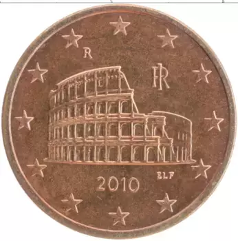 Монета 5 евроцентов Италии 2010 года Бронза
