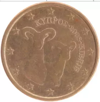 Монета 5 евроцентов Кипра 2008 года Бронза