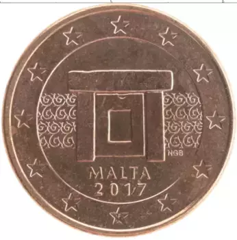 Монета 5 евроцентов Мальты 2017 года Медь