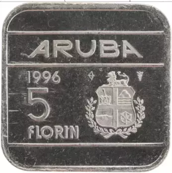Монета 5 флоринов Арубы 1996 года Медно-никель Беатрис
