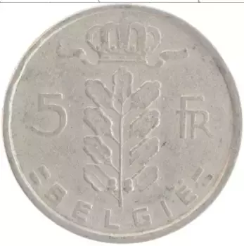 Монета 5 франков Бельгии 1949 года Медно-никель