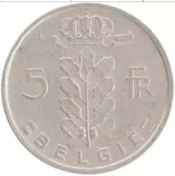 Монета 5 франков Бельгии 1949 года Медно-никель