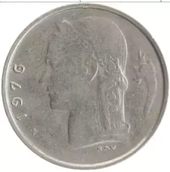 Монета 5 франков Бельгии 1976 года Медно-никель