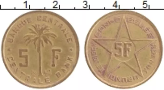 Монета 5 франков Бельгийского Конго 1952 года Бронза
