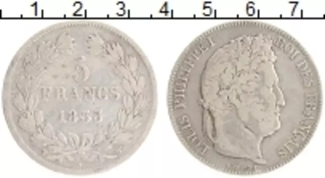 Монета 5 франков Франции 1833 года Серебро Луи Филипп I