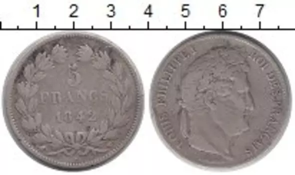 Монета 5 франков Франции 1842 года Серебро Луи Филипп I