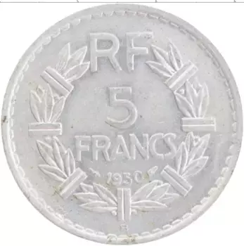 Монета 5 франков Франции 1950 года Алюминий B