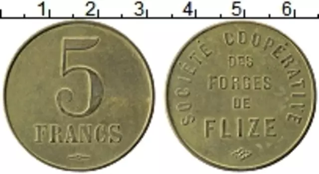 Монета 5 франков Франции Латунь `Флиз