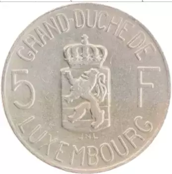 Монета 5 франков Люксембурга 1962 года Медно-никель Шарлотта