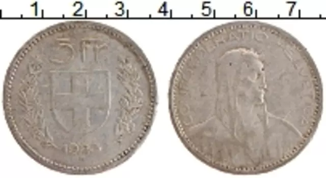 Монета 5 франков Швейцарии 1923 года Серебро Вильгельм Телль