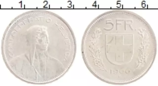 Монета 5 франков Швейцарии 1966 года Серебро Вильгельм Телль