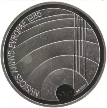 Монета 5 франков Швейцарии 1985 года Медно-никель Европейский Год музыки