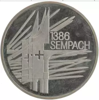 Монета 5 франков Швейцарии 1986 года Медно-никель 500 лет Битве при Земпахе
