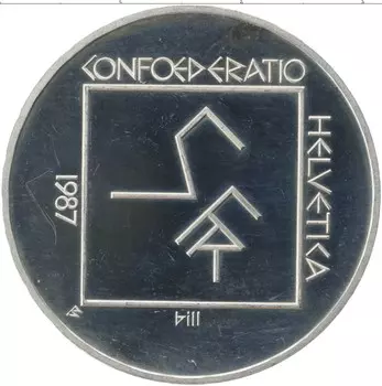 Монета 5 франков Швейцарии 1987 года Медно-никель 100 лет со дня рождения Ле Корбузье