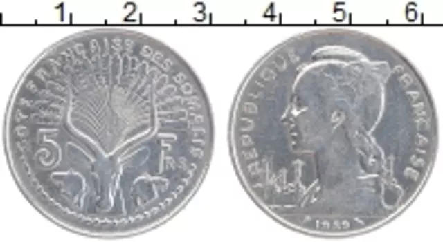 Монета 5 франков Сомали 1959 года Алюминий