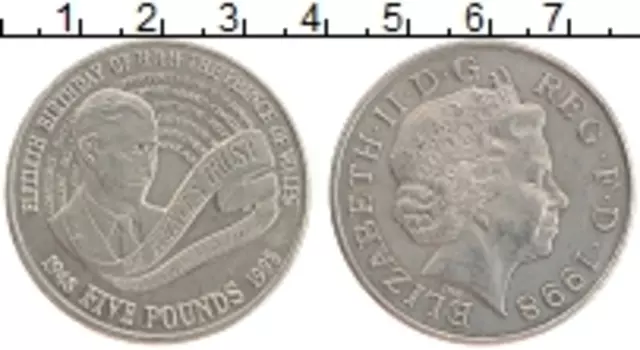 Монета 5 фунтов Англии 1998 года Медно-никель Елизавета II