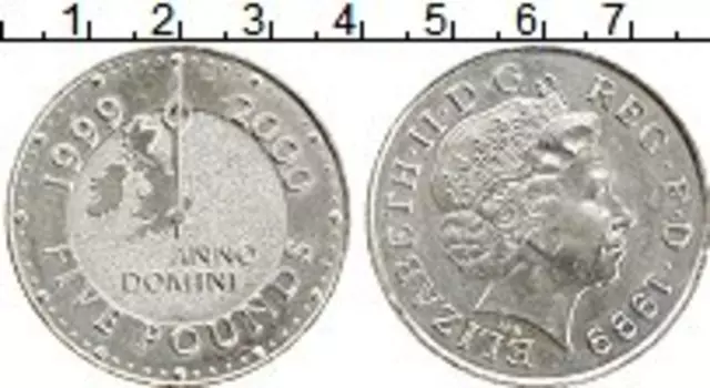 Монета 5 фунтов Англии 1999 года Медно-никель Елизавета II