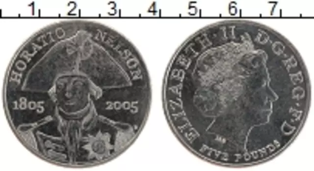 Монета 5 фунтов Англии 2005 года Медно-никель Елизавета II
