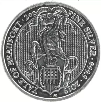 Монета 5 фунтов Англии 2019 года Серебро Звери Королевы - Йейл из Бофорта