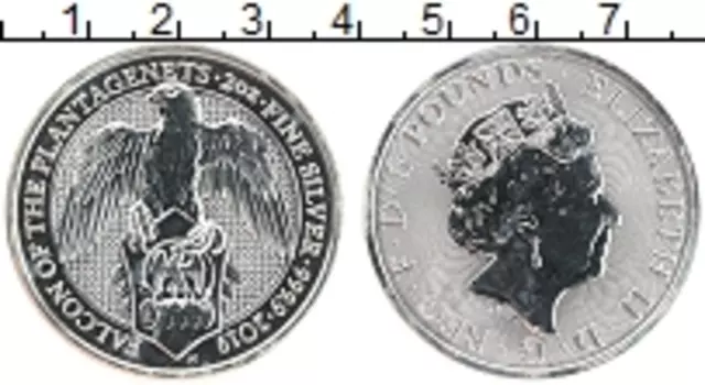 Монета 5 фунтов Англии 2019 года Серебро Елизавета II