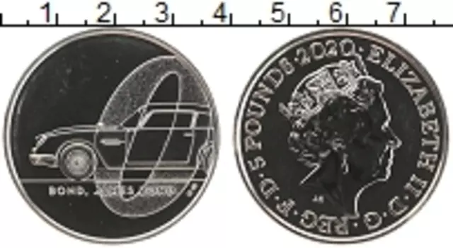 Монета 5 фунтов Англии 2020 года Медно-никель Джеймс Бонд - агент 007 - 0 Bond, James Bond