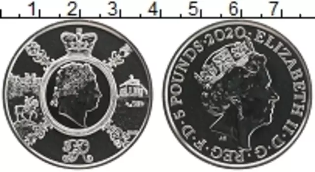 Монета 5 фунтов Англии 2020 года Медно-никель Елизавета II