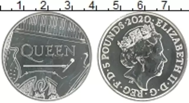 Монета 5 фунтов Англии 2020 года Медно-никель Легенды музыки - Рок-группа Queen