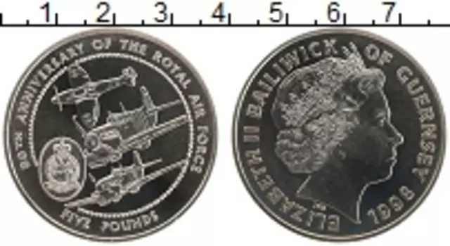 Монета 5 фунтов Гернси 1998 года Медно-никель Елизавета II