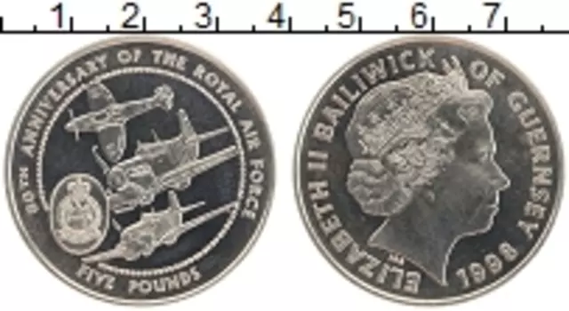 Монета 5 фунтов Гернси 1998 года Медно-никель Елизавета II
