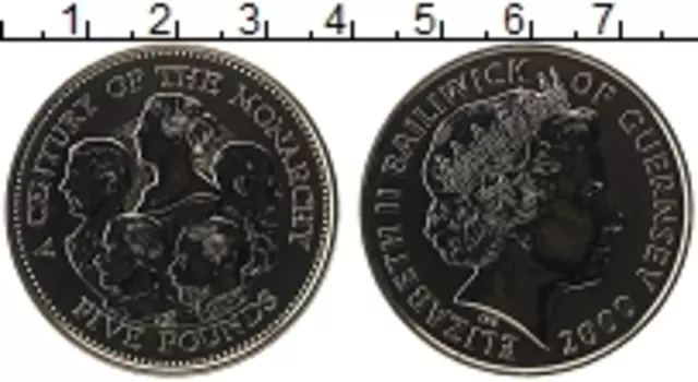 Монета 5 фунтов Гернси 2000 года Медно-никель Елизавета II